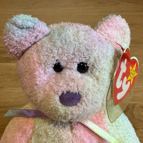 Ty Original Beanie Baby, Groovy the Bear, Tie-Dye Rainbow, DOB January 10, 1999 - Picture 9 of 15